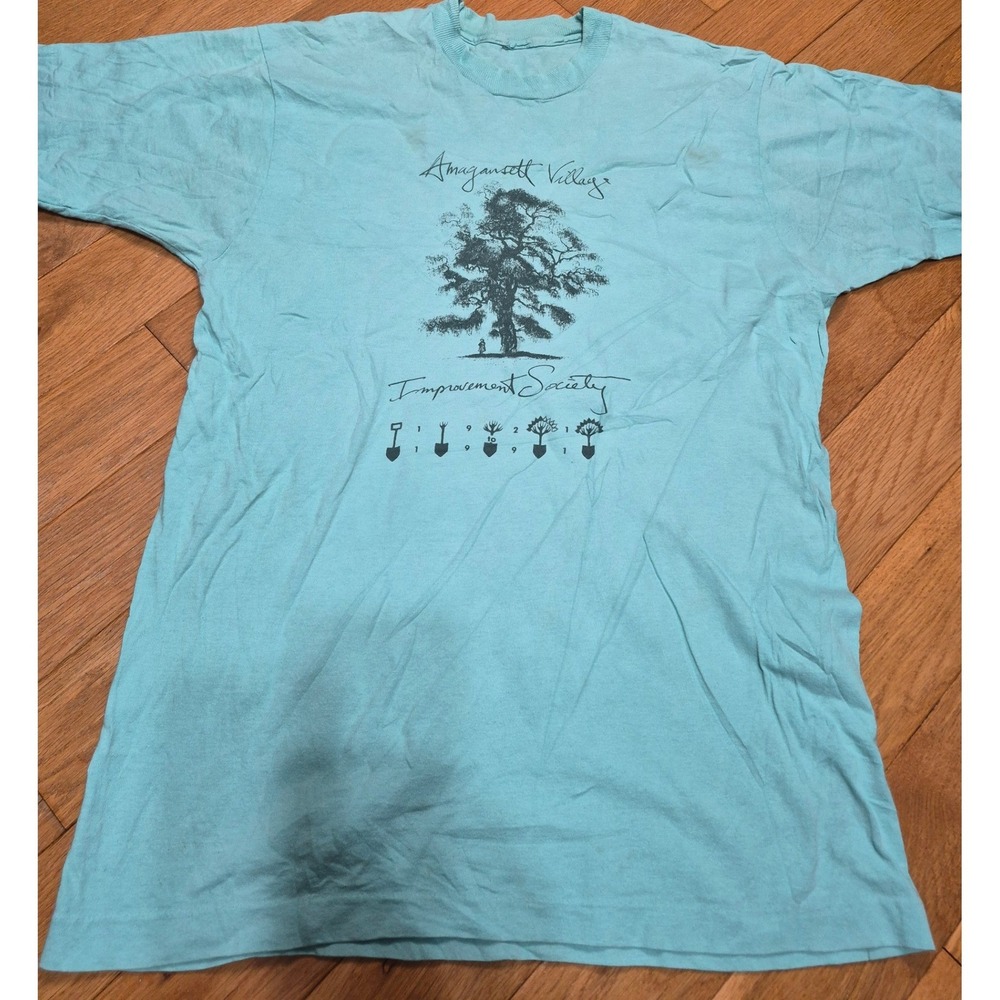 Vintage Amagansett Village Improvement Society Graphic T-Shirt Aqua Blue L